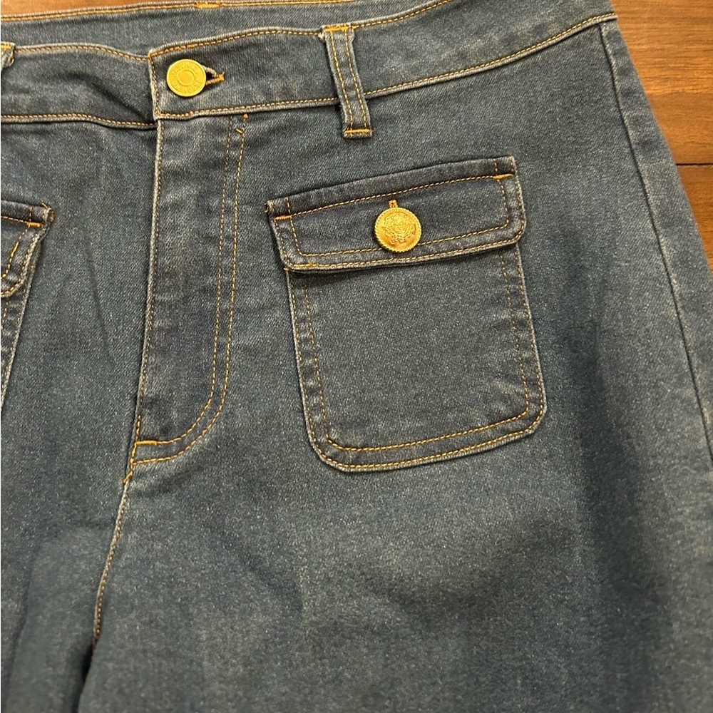 Jason Wu Stretch Wide Leg Jeans Size 6 Gold Buttons New Without Tags - Picture 12 of 12